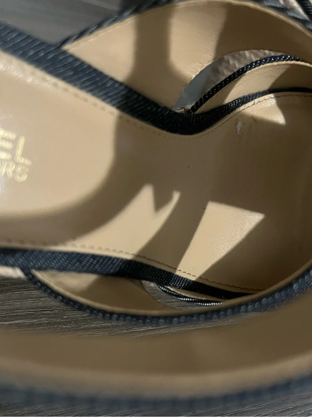 Michael Kors Blue/Denim Color Espadrille Wedge Sandals with Front Zip Accent